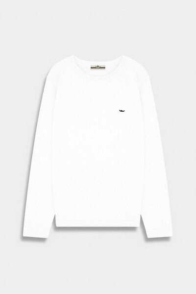 Ltb Μακρυμάνικο μπλουζάκι με λαιμόκοψη με βασικό λευκό χρώμα