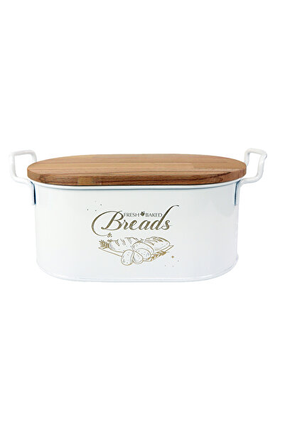 DEKORKMAZ Bread Box White with Cutting Board Bread Holder with Handle Kitchen Organization Bread Basket Metal Bread Holder Presentation Tray