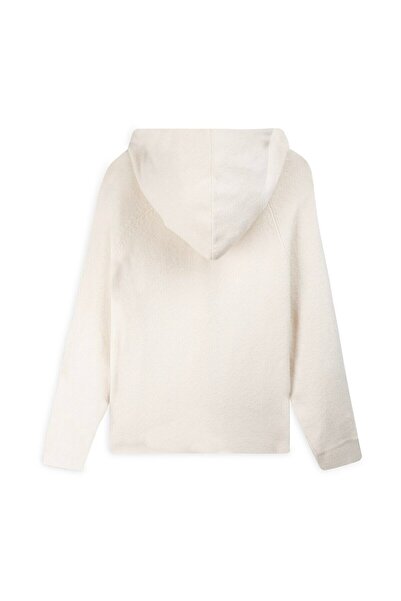 Ltb Uzun Kollu Kapüşonlu Triko Beyaz Kazak