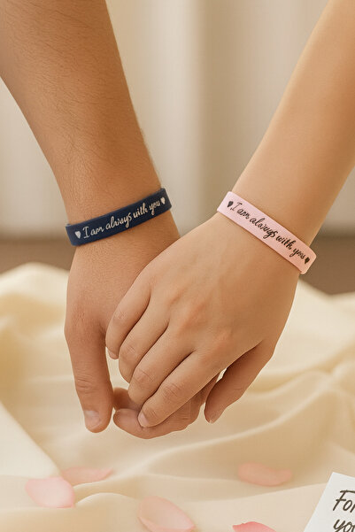 İyyaKee “I Am Always With You” Kalpli Kadın Erkek Çift Silikon Bileklik – Sevgiliye Anlamlı Hediye