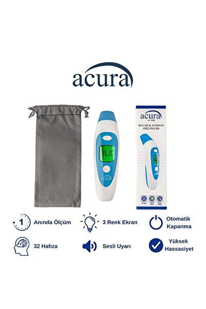 Acura Ac-9080 Koldan Ölçer Tansiyon Aleti + Çanta+PİL HEDİYELİ AC-9280 Kulaktan & Alından Ateş Ölçer