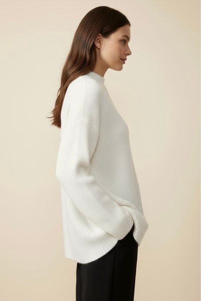 Store Bisiklet Yaka Fitil Detaylı Salaş Triko Kazak