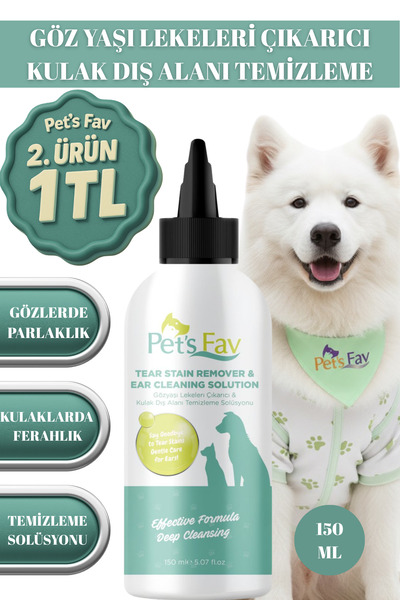 Pets Fav Köpek Gözyaşı Lekeleri Çıkarıcı & Kulak Dış Alanı Temizleme Solüsyonu