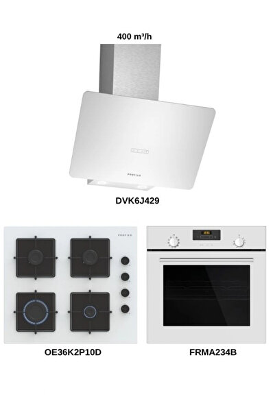 Profilo Beyaz Cam Ankastre Set (FRMA234B - DVK6J429 - OE36K2P10D)