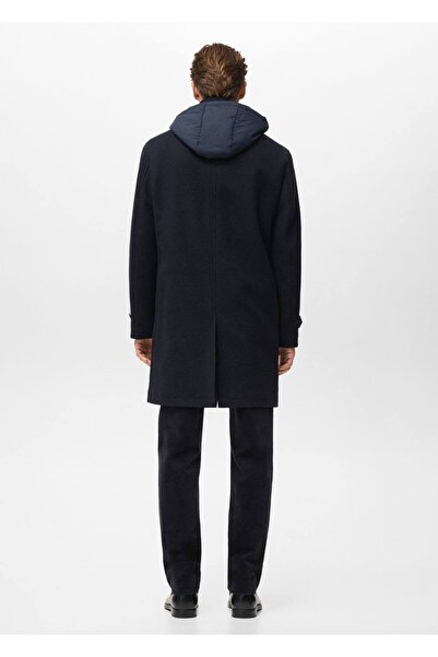 MANGO Man Çıkarılabilir kapüşonlu yün ceket