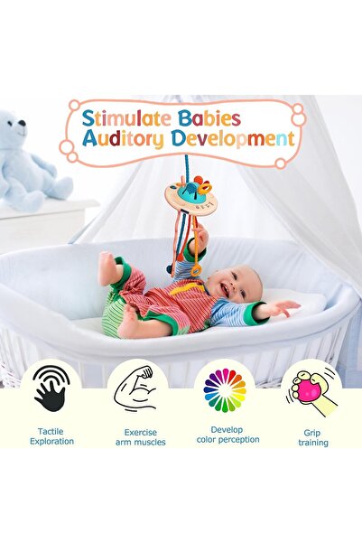 COOYA Baby Sensory Teething Toys for 24 Months, Pull String Silicone Teething Toy for 2 3 Year Old, White