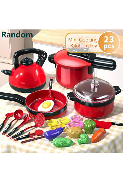Choice1 23 قطعة من أدوات المطبخ محاكاة عالية التفاصيل للأطفال باللون الأحمر، ...