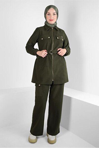 Alvina Costum din catifea cu pantaloni cu curea 44342