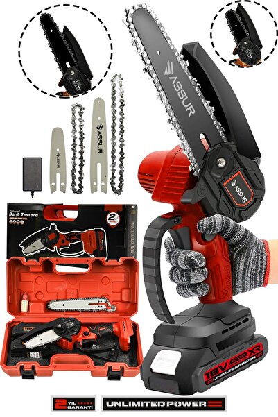 ASSUR PLUS Profesonel Metal Dişli 18v 1.5ah Şarjlı Dal Budama Testeresi