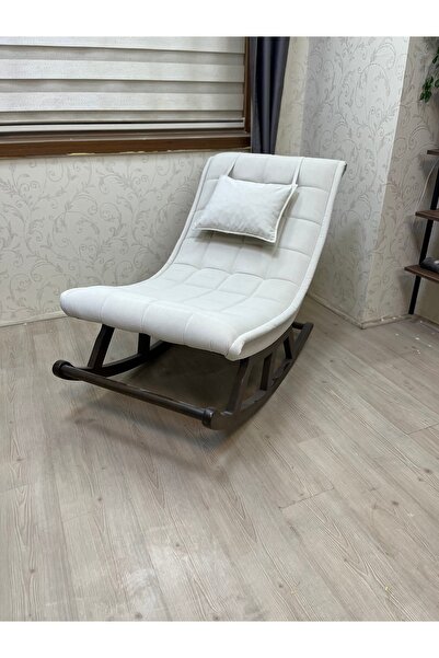 Asedia Miskin Ceviz Krem Ahşap Sallanan Sandalye Dinlenme Emzirme Baba Tv Oku...