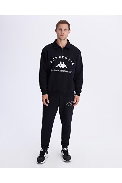Kappa Authentic Pola Organic Tur Erkek Siyah Comfort Fit Sweatshirt