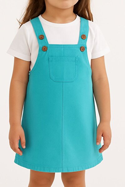 minny max فستان بناتي بحزام جبردين لون فيروزي