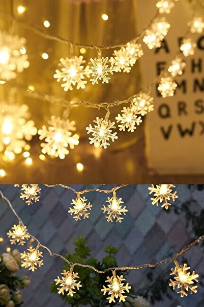 SARFEX Kar Tanesi Led Fişli, 5 Metre 28 Led Gün Işığı 8 Fonksiyonlu Kristal Led Şeffaf Kablo Fişli