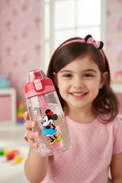 Disney Minnie Mouse Lisanslı Silikon Tutacaklı Tritan Suluk (500ml)