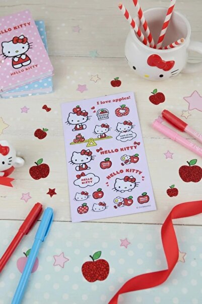 Miniso Hello Kitty Lisanslı Elma Koleksiyonu Sticker (10x22 cm)