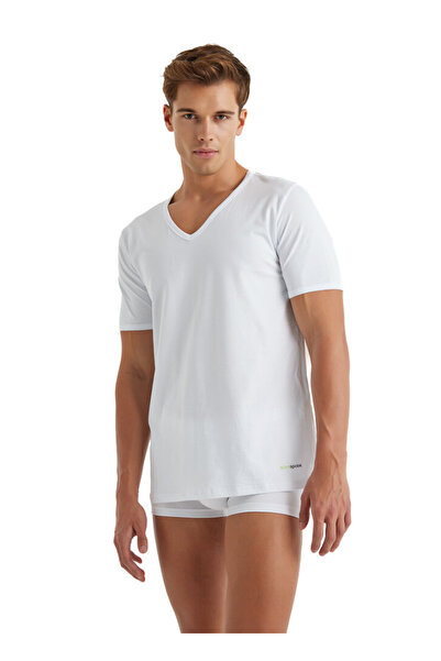 Blackspade Ανδρικό λαιμόκοψη V, λευκό βαμβακερό 9239