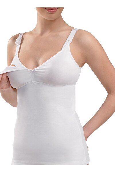 Blackspade Women's White Maternity Breastfeeding Undershirt 1556