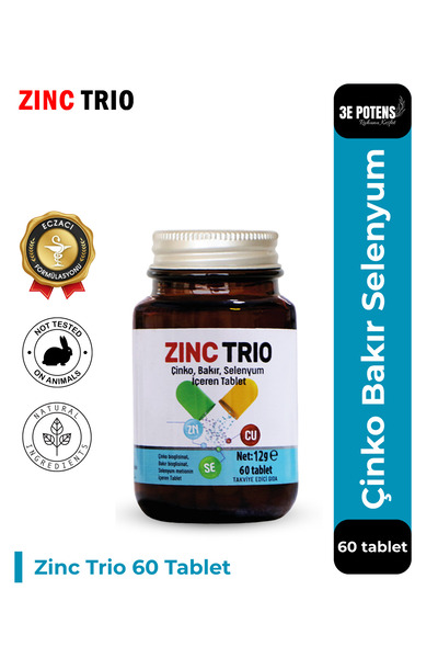 ZINC TRIO Çinko, Bakır Ve Selenyum Içeren Mineral Takviyesi 60 Tablet