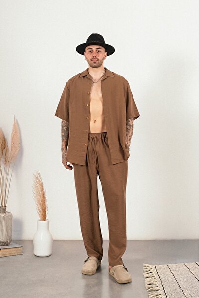 Twobucks Brown Soft Linen Men's Shirt and Pants Suit