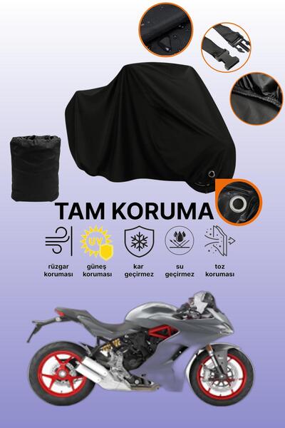 dokaca غطاء دراجة نارية متوافق مع دوكاتي سوبر سبورت، غطاء واقي أسود اللون