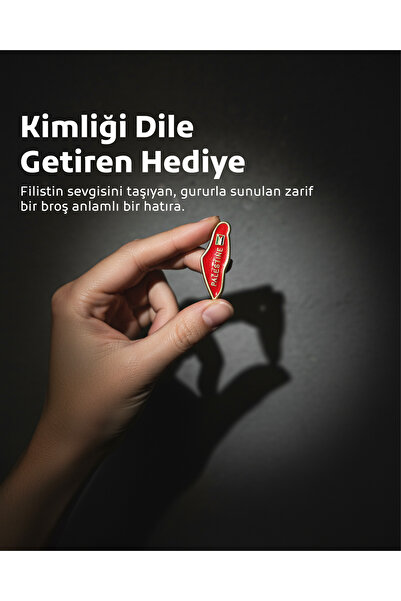 Zaytoon Filistin Rozeti, Kırmızı PALESTINE Yazılı Harita İçinde Filistin Rozeti.