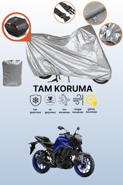 dokaca حقيبة خلفية رمادية متوافقة مع Yamaha MT-25 ABS، غطاء واقي للدراجة النارية