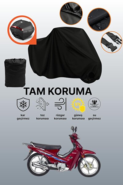 dokaca Black Rear Bag Compatible Kanuni Cup 100 Compatible Motorcycle Tarpaul...
