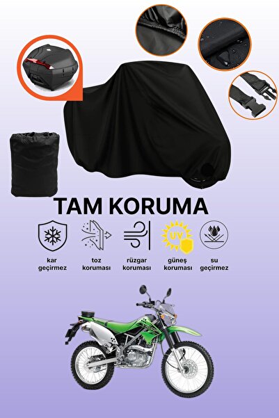 dokaca حقيبة خلفية سوداء متوافقة مع دراجة نارية Kawasaki KLX 150 L، غطاء واقي