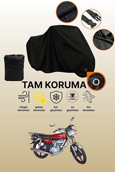 dokaca Black Compatible with Lock Kuba Km125-6 Compatible Motorcycle Tarpaulin