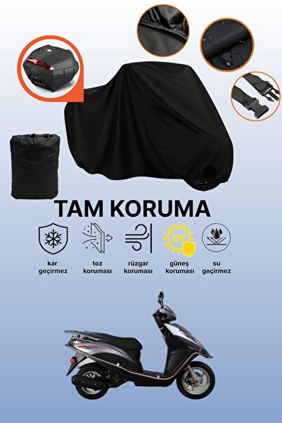 dokaca Black Rear Bag Compatible Kanuni Mati 125 Compatible Motorcycle Tarpau...