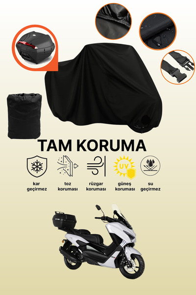 dokaca Black Rear Bag Compatible Kuba Chia 125 Compatible Motorcycle Tarpauli...