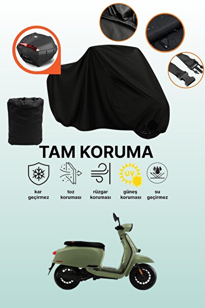 dokaca حقيبة خلفية سوداء متوافقة مع لامبريتا V50، غطاء دراجة نارية متوافق، غط...