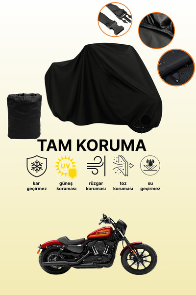 dokaca غطاء محرك متوافق مع دراجة هارلي ديفيدسون سبورتستر آيرون 1200 باللون الأسود، غطاء واقي، غطاء دراجة نارية