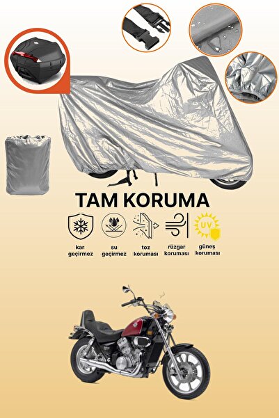 dokaca حقيبة خلفية رمادية متوافقة مع غطاء المحرك المتوافق مع Kawasaki VN 750 ...