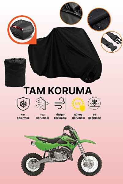 dokaca Black Rear Bag Compatible Kawasaki Kx 65 Compatible Motorcycle Tarpaul...