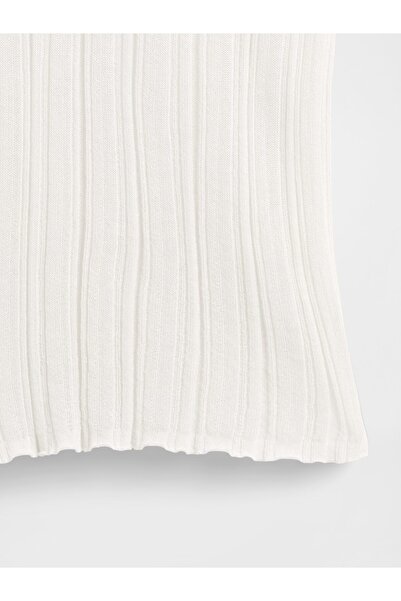 GAP Kadın Beyaz Transparan Fitilli Henley Kazak