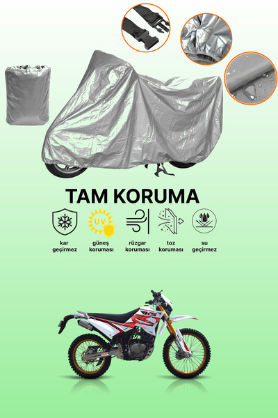 dokaca Gray Rks Rk200-R Compatible Motorcycle Tarpaulin, Protective Cover, Mo...