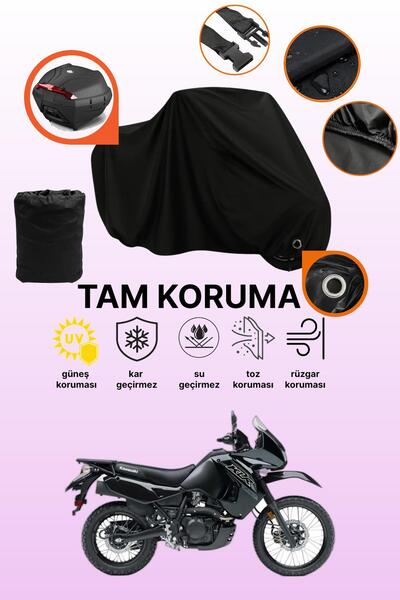 dokaca حقيبة خلفية سوداء متوافقة مع دراجة نارية كاواساكي KLR 650، غطاء واقي
