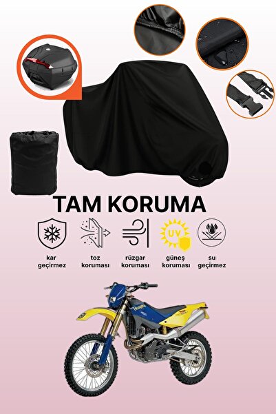 dokaca Black Rear Bag Compatible Husqvarna Te 610 Compatible Motorcycle Tarpa...