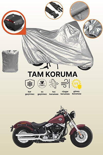 dokaca حقيبة خلفية رمادية متوافقة مع هارلي ديفيدسون سوفتيل سليم FLS، غطاء واقي للدراجة النارية