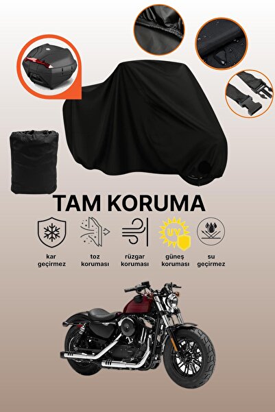 dokaca حقيبة خلفية سوداء متوافقة مع هارلي ديفيدسون سبورتستر فورتي-إيت، غطاء واقي للدراجة النارية