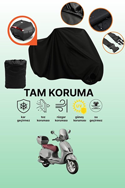 dokaca Black Rear Bag Compatible Kuba Bevely 125 Compatible Motorcycle Tarpau...