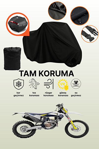 dokaca Black Rear Bag Compatible Husqvarna Fe 350 Compatible Motorcycle Tarpa...