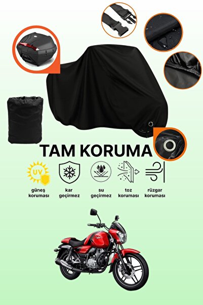 dokaca غطاء دراجة نارية متوافق مع Bajaj V 15 مع قفل أسود وحقيبة خلفية، غطاء واقي