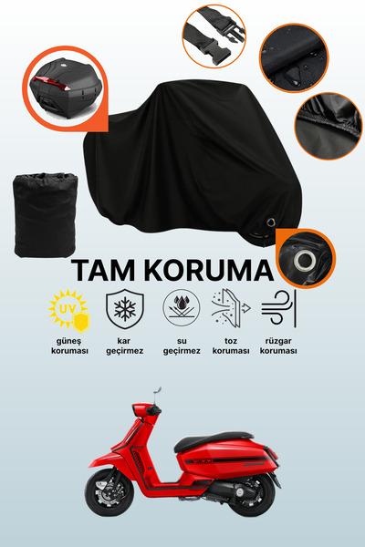 dokaca غطاء دراجة نارية متوافق مع لامبريتا X300 مع قفل أسود وحقيبة خلفية، غطا...