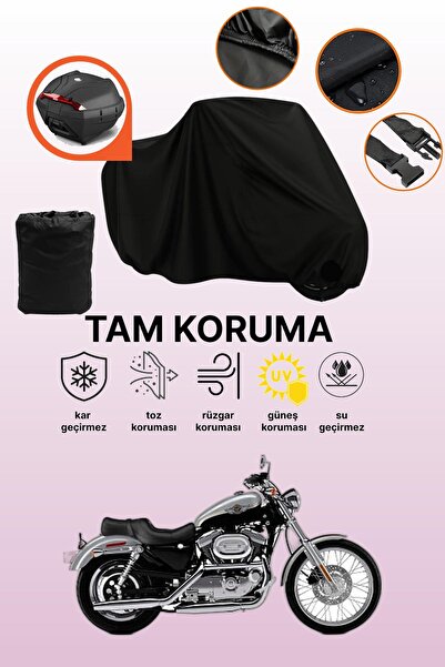 dokaca حقيبة خلفية سوداء متوافقة مع هارلي ديفيدسون سبورتستر كاستم XL1200C غطاء حماية من القماش المشمع للدراجات النارية