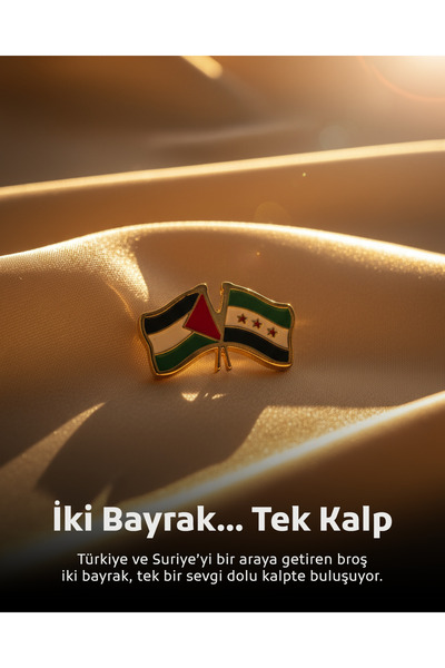 Zaytoon Suriye Ve Filistin Bayarkları Simgesi Altın Renkli Özel Tasarımlı Uni...