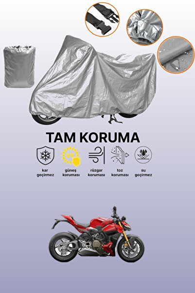 dokaca غطاء دراجة نارية رمادي اللون متوافق مع دوكاتي ستريتفايتر V4 S، غطاء وا...