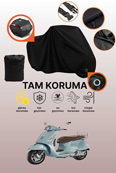 dokaca حقيبة خلفية سوداء متوافقة مع Vespa GTS 125 ABS، غطاء دراجة نارية متواف...