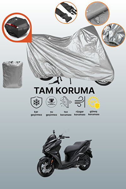 dokaca Gri Arka Çanta Uyumlu SYM Jet 14 Evo 200 Plus Uyumlu Motor Brandası, K...